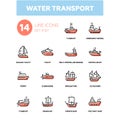 Water transport - line design icons set