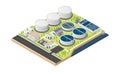 Water treament plant in isometric graphic