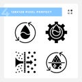 Water treatment black glyph icons set on white space Osmosis and desalination Royalty Free Stock Photo