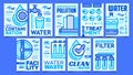 Water Treatment Collection Posters Set Vector