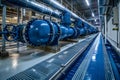 Industrial Water Treatment Facility with Blue Pipeline Infrastructure for Efficient Resource Management Generative AI Royalty Free Stock Photo