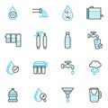 Water Treatment Sign Thin Line Icon Set. Vector Royalty Free Stock Photo