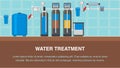 Water Treatment System Flat Banner with Text Space