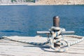 Water trips in Turkey. Mooring bollard with rope Royalty Free Stock Photo