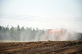 Water Truck spray to ground for protect occur dust