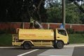 Water truck watering plant