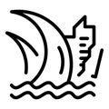 Water tsunami icon, outline style