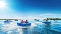 water tubing on lake Royalty Free Stock Photo