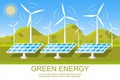 Green energy. Natural landscape. Alternative renewable energy concept.