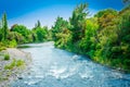 Water turning over rapids on Tongariro River Royalty Free Stock Photo