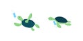 Water turtles flat color vector characters set Royalty Free Stock Photo