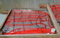 Water underfloor heating pipes posed in a under construction building