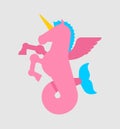 Water unicorn Hippocampus Mythical animal. Heraldic beast isolated. Sea horse with fishtail