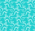 Water unicorn Hippocampus pattern seamless. Mythical animal background . Heraldic beast texture. Sea horse with fishtail ornament