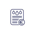 water utility bill line icon with euro