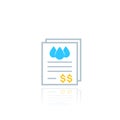 Water utility bills, payments, vector icon
