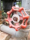 Water valve old two head red Royalty Free Stock Photo