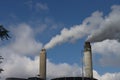 Water vapor comes from the chimneys of waste incinerator AEB in the West of Amsterdam