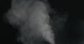 Water vapor stream comes from below over black background with motion blur