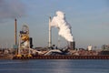 Water vapour from pipes at the Tata steel plant in IJmuiden