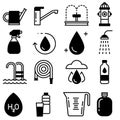 Water vector icon set. watering illustration sign collection. drinking symbol or logo.