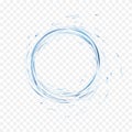 Water vector splash isolated on transparent background. blue realistic aqua circle with drops. top view. 3d illustration