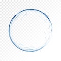 Water vector splash on transparent background. blue realistic aqua circle with drops. top view. 3d illustration Royalty Free Stock Photo