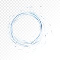 Water vector splash on transparent background. blue realistic aqua circle with drops. top view. 3d illustration