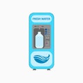 Water vending machine with full water bottle. Drinking water machine. Vector