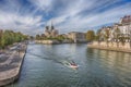 Water view of Notre Dame cathedral before the fire