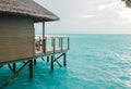 Water villa with blue ocean sea at Maldives Royalty Free Stock Photo