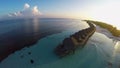 Water villas in the ocean with steps into turquoise lagoon, Kuredu, Maldives