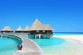 Water villas in the Paradise lagoon Royalty Free Stock Photo