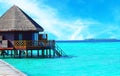 Water villas stand abreast Royalty Free Stock Photo