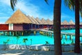 Water villas stand abreast Royalty Free Stock Photo