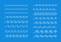 Water wave borders and wavy lines set