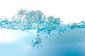 Water Wave bubbles air and splash isolated over white background. Blue water wave abstract background Royalty Free Stock Photo