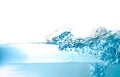 Water Wave bubbles air and splash isolated over white background. Blue water wave abstract background Royalty Free Stock Photo