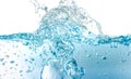 Water Wave bubbles air and splash isolated over white background. Blue water wave abstract background Royalty Free Stock Photo