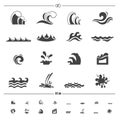 Water wave icons vector