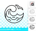 Water wave simple black line splash vector icon Royalty Free Stock Photo