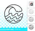 Water wave simple black line splash vector icon Royalty Free Stock Photo