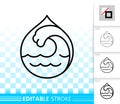 Water wave simple black line splash vector icon Royalty Free Stock Photo