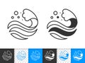 Water wave simple splash black line vector icon Royalty Free Stock Photo