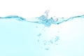 Water wave splash clean blue and bubbles Royalty Free Stock Photo