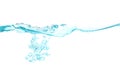 Water wave splash clean blue and bubbles Royalty Free Stock Photo