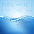 Water wave transparent surface with bubbles. Pure water healthy life. Vector illustration. Royalty Free Stock Photo