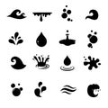 Water wave vector icon set.