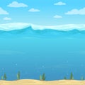 Water waves background. Seamless liquid pattern sea ocean river cartoon surface for 2d vector game Royalty Free Stock Photo