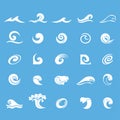 Water waves icons set